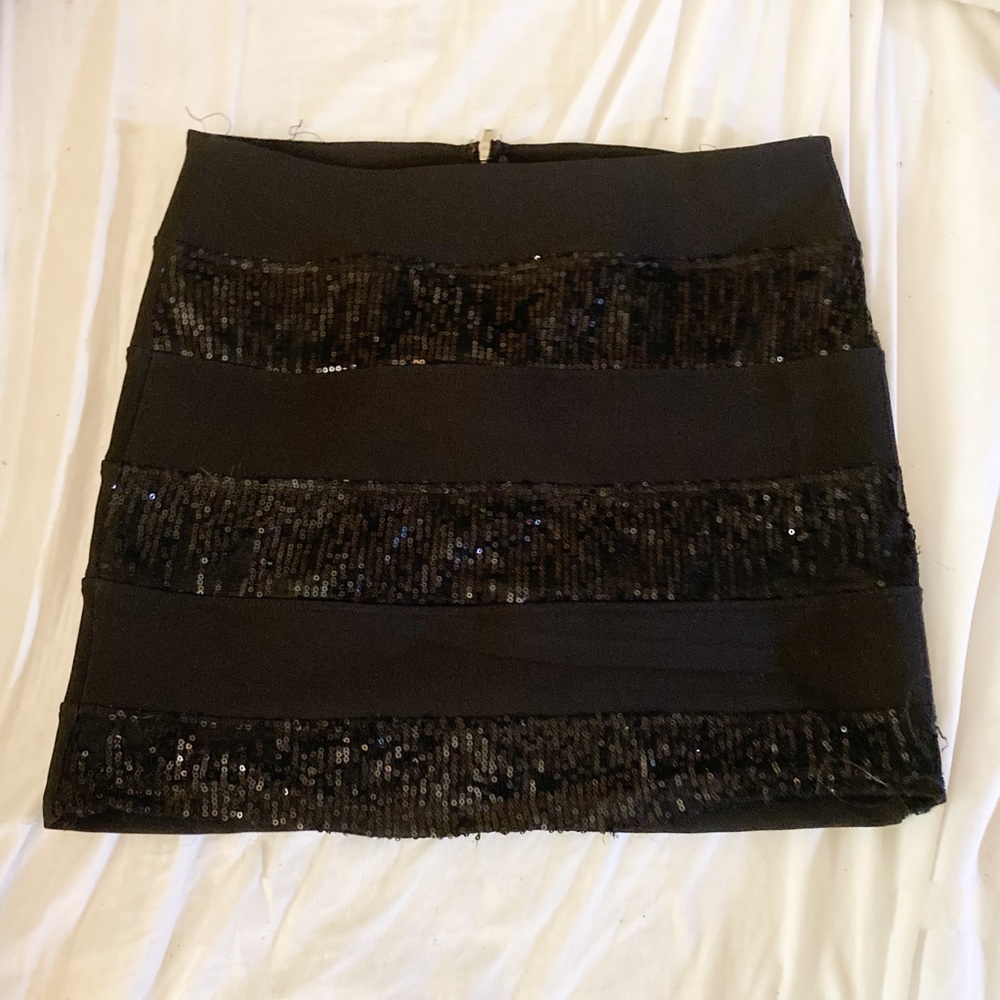Forever 21 black striped shiny skirt